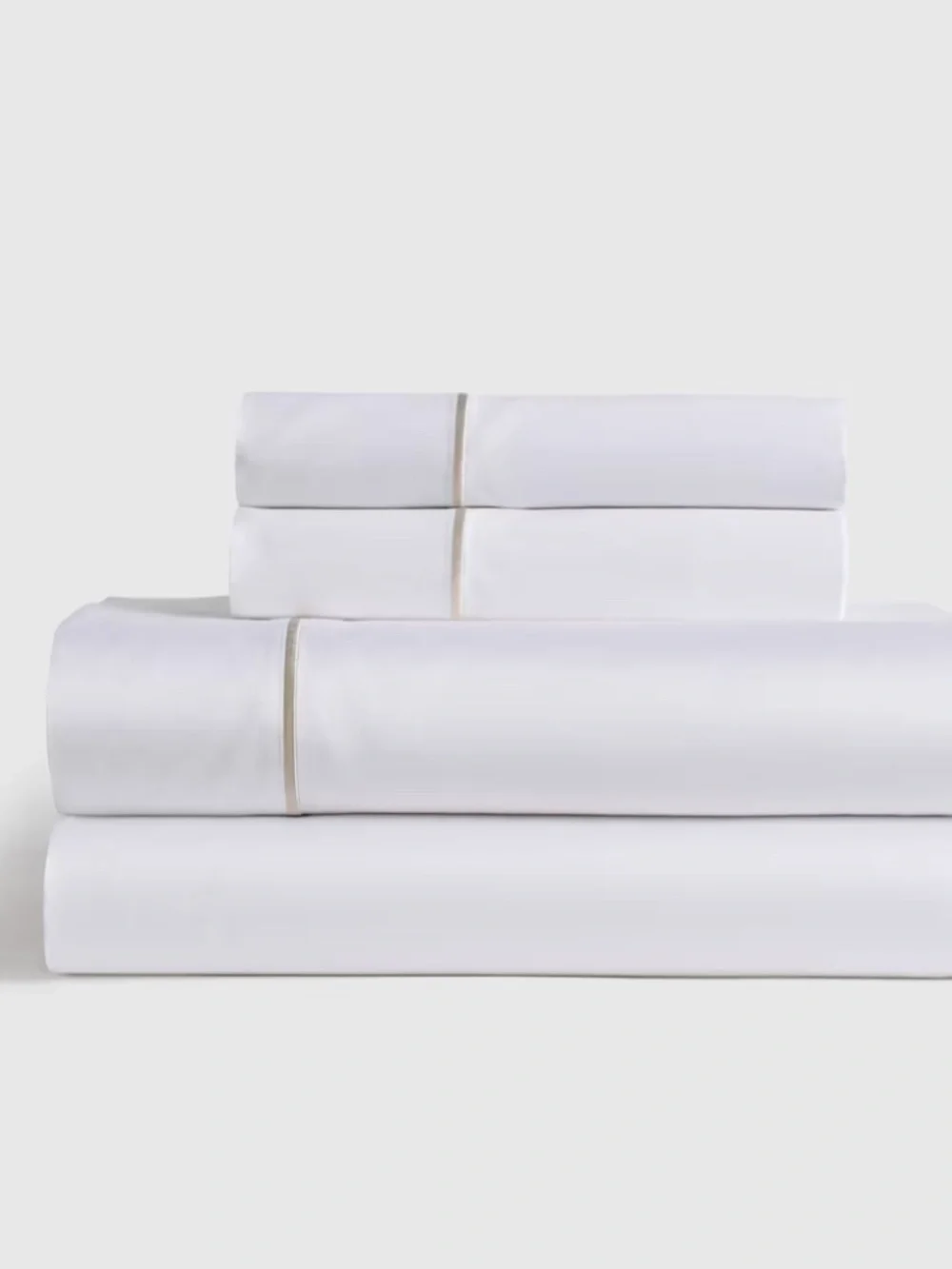 Signature Giza Cotton Sateen Embroidered Sheet Set white sand Full NWT